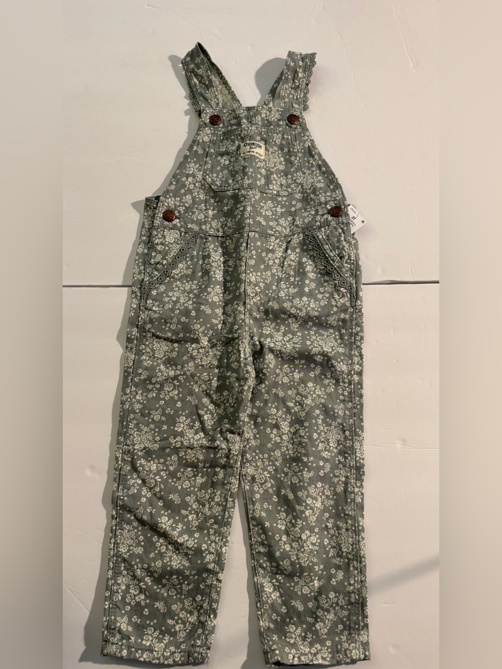 Children's Floral Green Overalls size 3T